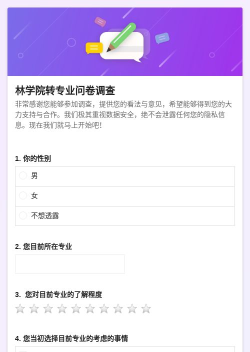 林学院转专业问卷调查